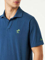 Herren-Poloshirt aus marineblauem Baumwolljersey