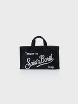 Black velvet Phone Bag with Saint Barth logo embroidery