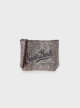 Aline Scuba-Pochette mit Schlangenprint