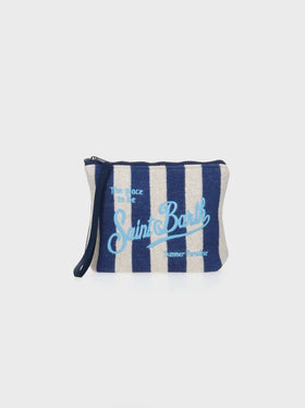 Pochette aus Frottee mit Aline-Streifen und Prägung