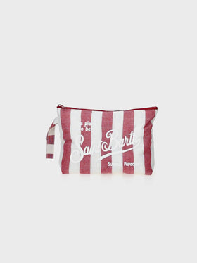 Pochette Aline Soft L in cotone e lino con stampa a righe