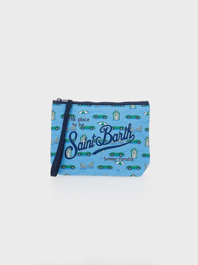 Aline Scuba-Pochette mit Autos- und Strandhütten-Print