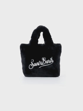 Mini Vanity black furry soft handbag