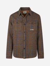 Man wooly Prince of Wales overshirt with pockets and patches