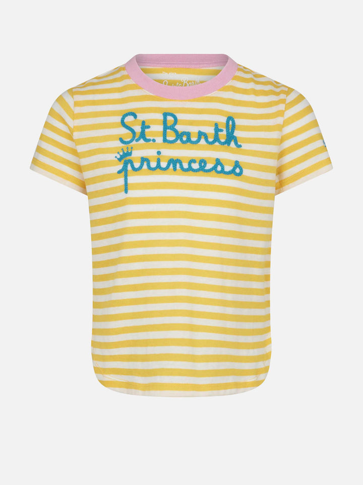 Girl striped t-shirt with St. Barth Princess embroidery - MC2 Saint Barth