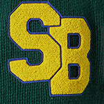 Grüne Strickbomberjacke im College-Stil von Benjamin