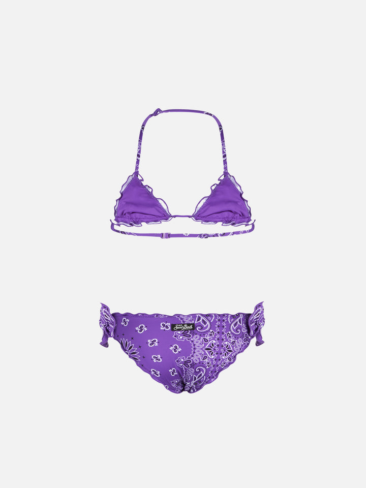 Girl triangle bikini with bandanna print