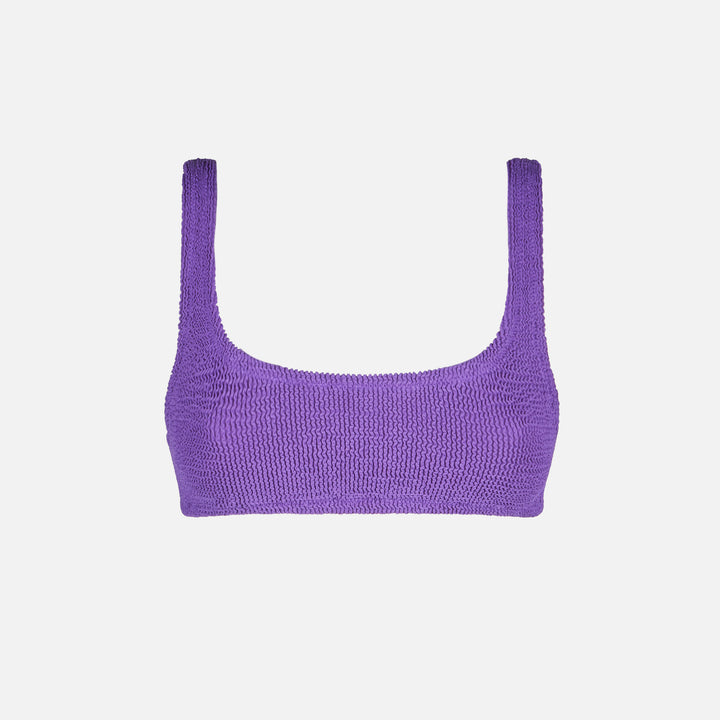 Woman purple crinkle bralette swimsuit