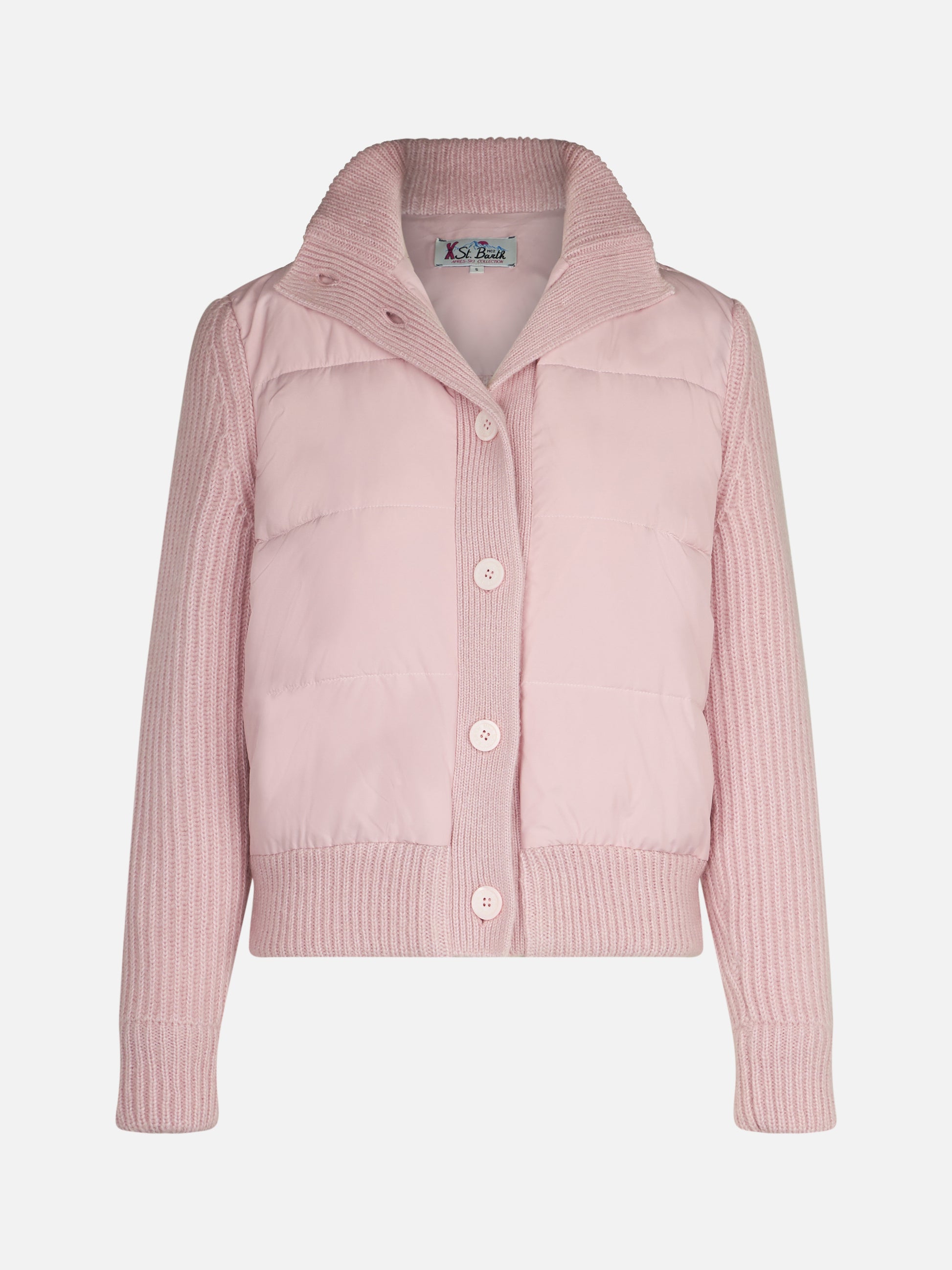 Woman padded jacket with knitted sleeves - MC2 Saint Barth