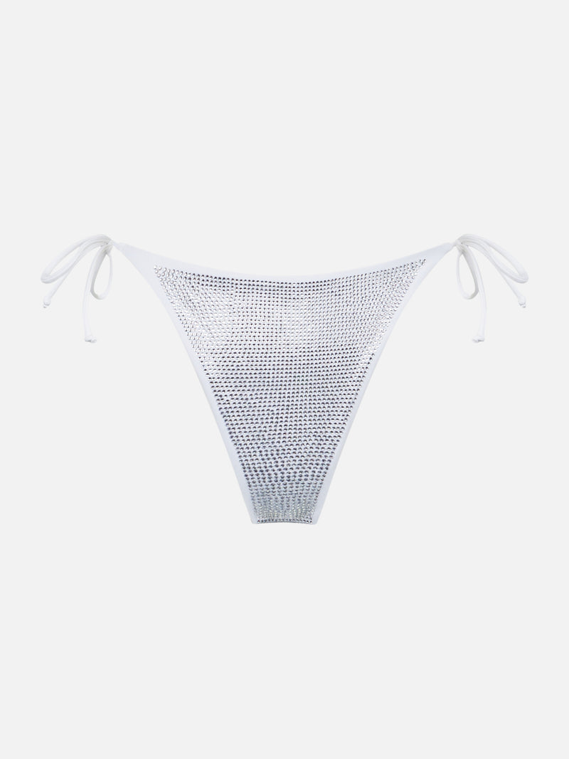 Woman swim briefs with silver rhinestones