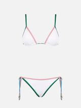 Gerippter Triangel-Bikini mit Lurex-Kanten