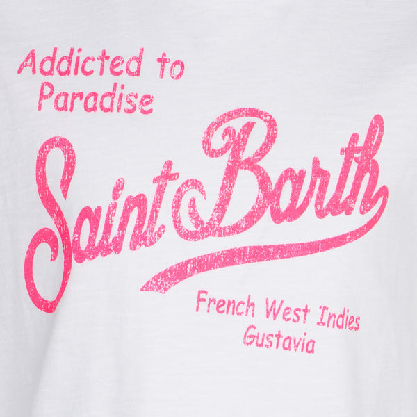 Girl cotton t-shirt with Saint Barth print