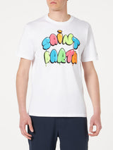 Man cotton t-shirt with multicolor Saint Barth print