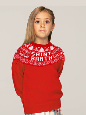 Girll sweater with fair isle and Saint Barth jacquard - MC2 Saint Barth