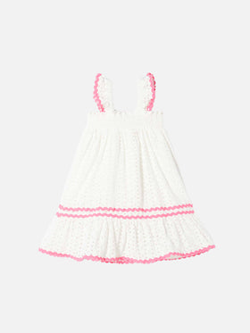 Abito da bambina in sangallo bianco
