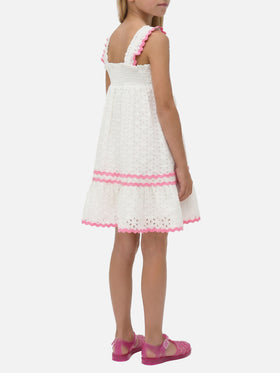 Vestido blanco de sangallo para niña 