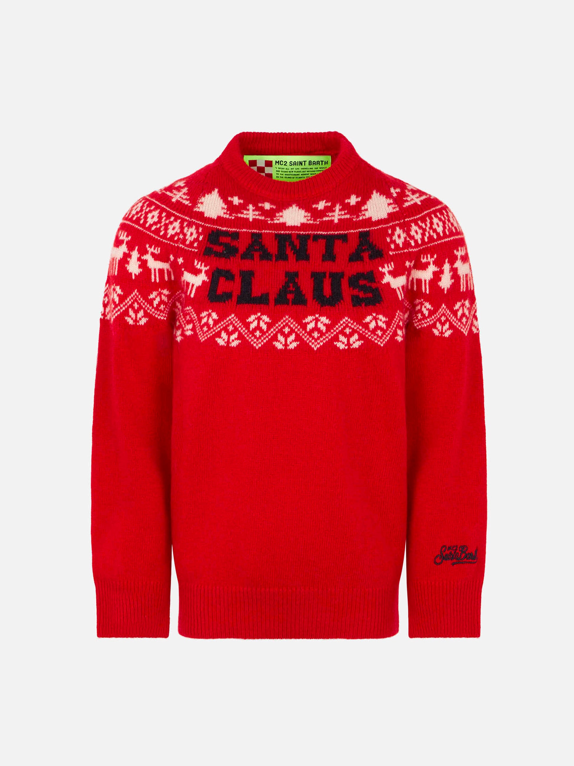 Kid crewneck sweater with Santa Claus norwegian print - MC2 Saint Barth