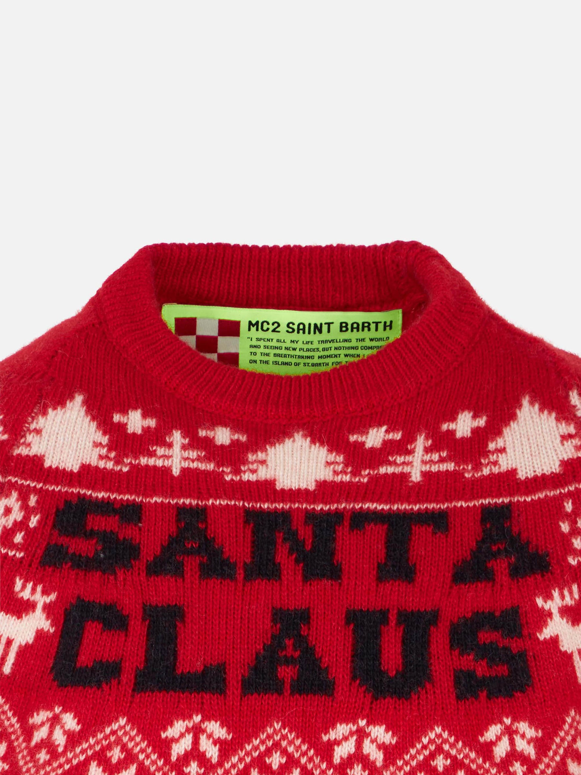 Kid crewneck sweater with Santa Claus norwegian print - MC2 Saint Barth