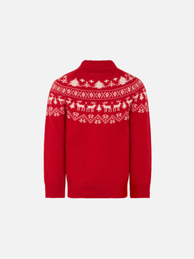 Kid crewneck sweater with Santa Claus norwegian print - MC2 Saint Barth