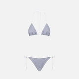 Damen-Triangel-Bikini aus Seersucker mit Streifendruck