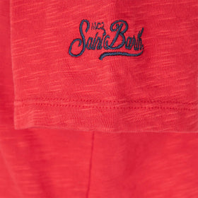 red boy's t-shirt shark rider St Barth print