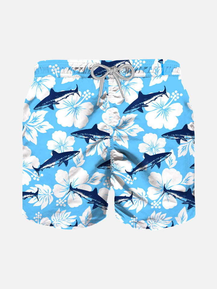 Boy swim shorts with flocked shark print - MC2 Saint Barth