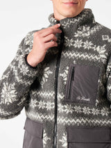 Herren-Sherpa-Jacke mit Fair-Isle-Print