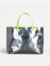 Silver reflex bag with fluo yellow details