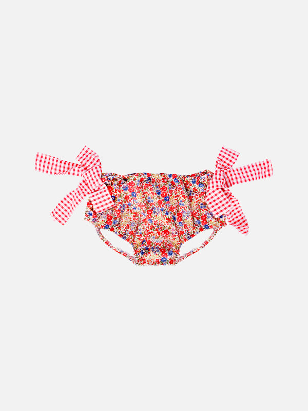 Mädchen-Badehose mit Blumenprint und Schleifen | Hergestellt aus Liberty-Stoffen