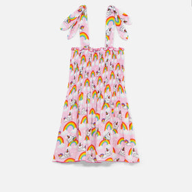 Cotton dress Lola with unicorn cat print
