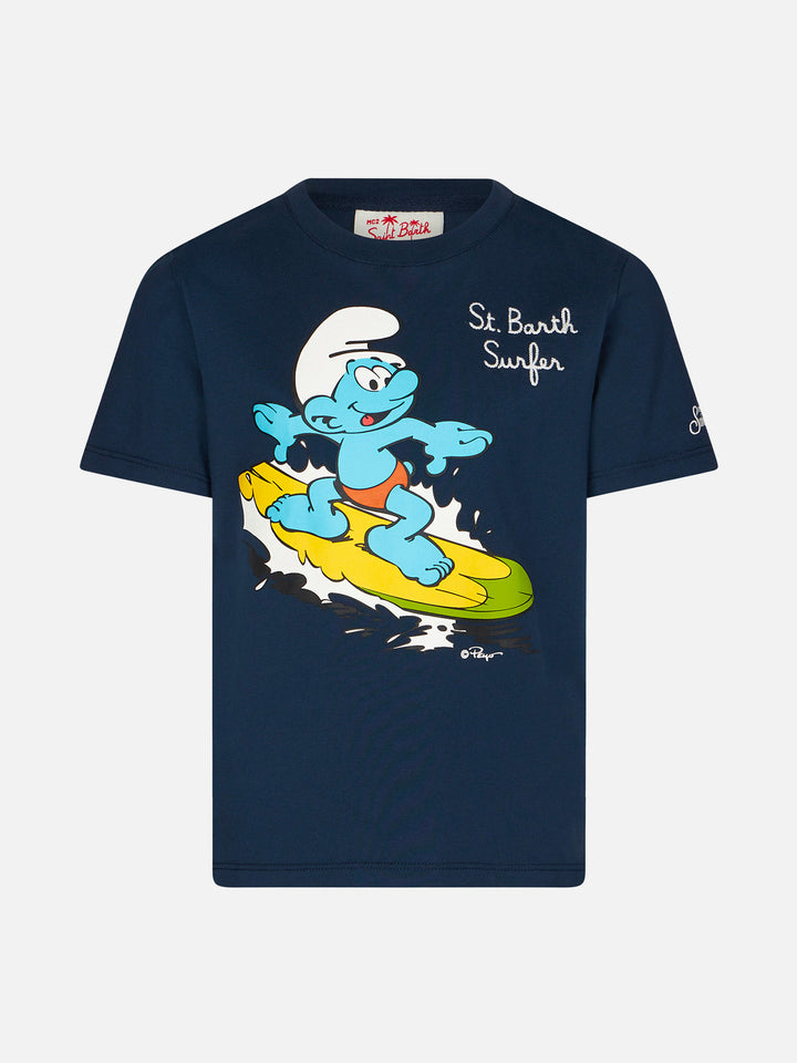 Baumwoll-T-Shirt für Jungen mit St. Barth Surfer Schlumpf | ©PEYO SONDERAUSGABE