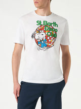 T-shirt da uomo in cotone con stampa St. Barth Disco Club e Snoopy | SNOOPY - EDIZIONE SPECIALE PEANUTS™