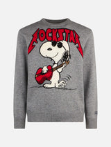 Herrenpullover mit Rundhalsausschnitt und Snoopy-Rockstar-Jacquard-Print | SNOOPY – ©PEANUTS SONDERAUSGABE