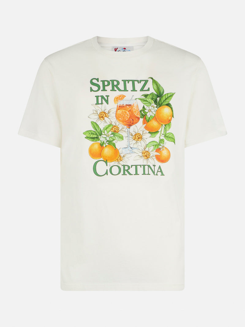 Herren-T-Shirt aus schwerer Baumwolle mit Spritz- und Cortina-Aufdruck