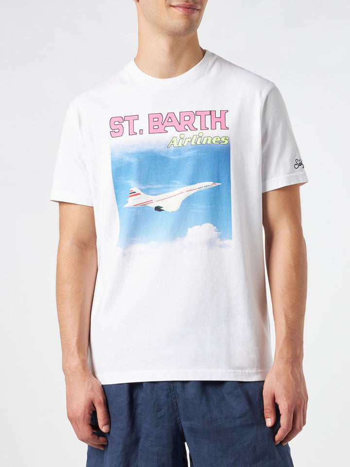Herren-T-Shirt aus Baumwolle mit St.Barth Airlines-Aufdruck