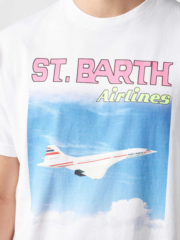 Herren-T-Shirt aus Baumwolle mit St.Barth Airlines-Aufdruck