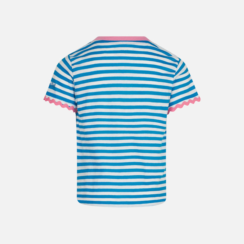 Girl t-shirt with stripes and embroidery