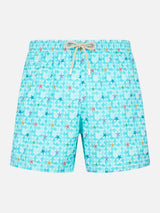 Bequeme Herren-Badeshorts aus leichtem Stoff mit Seestern-Print