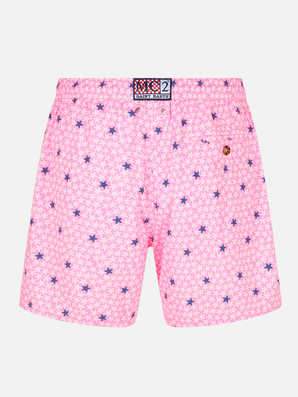 Bequeme Herren-Badeshorts aus leichtem Stoff mit Seestern-Print