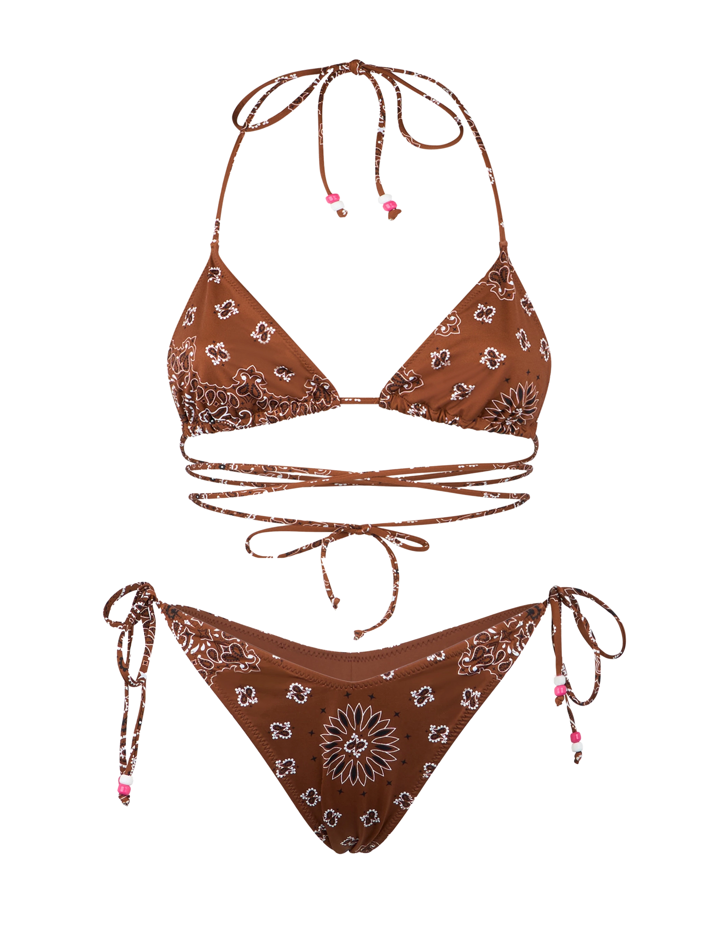 Bikini da donna a triangolo bandana con slip da bagno sgambato