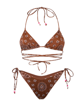 Bikini da donna a triangolo bandana con slip da bagno sgambato