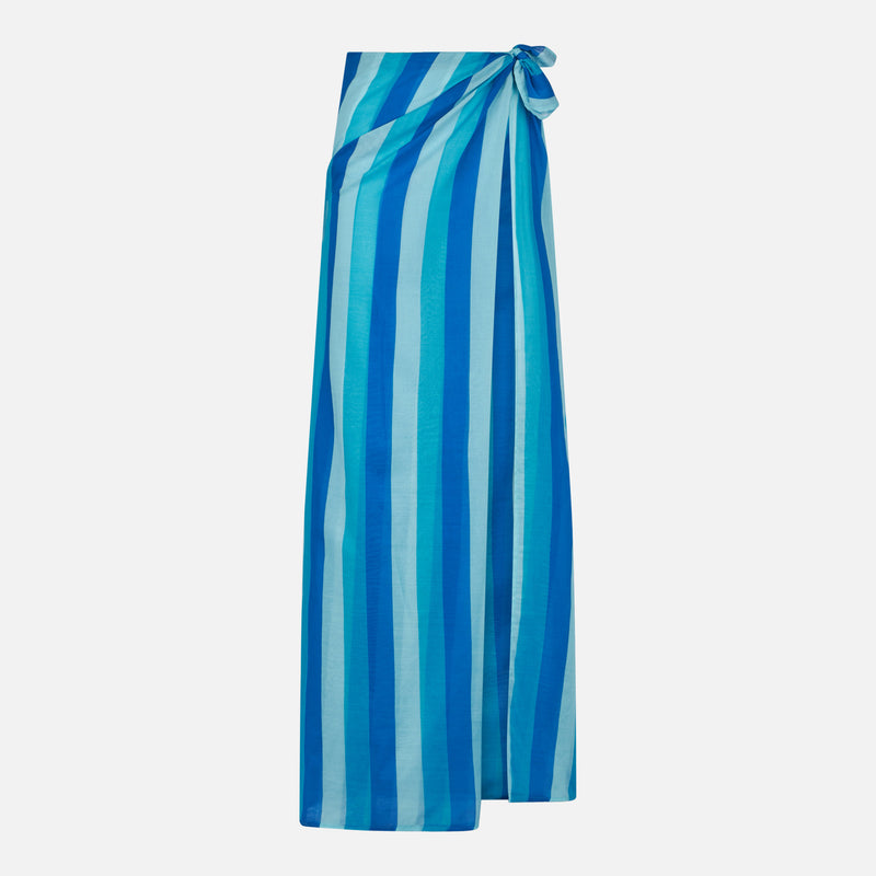 Cotton pareo skirt with striped print