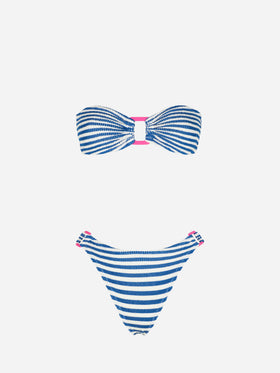 Bikini bandeau de mujer en tejido crinkle 