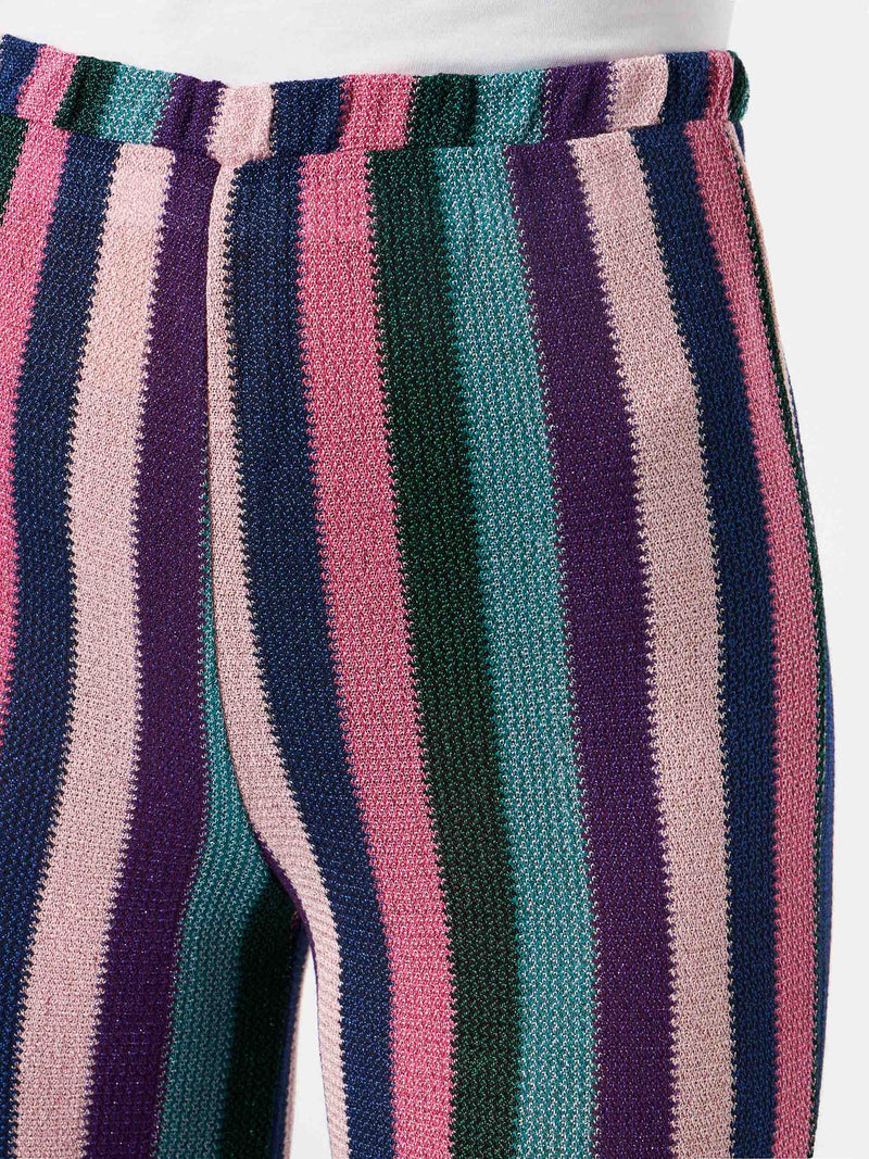 Mehrfarbig gestrickte Palazzo-Hose