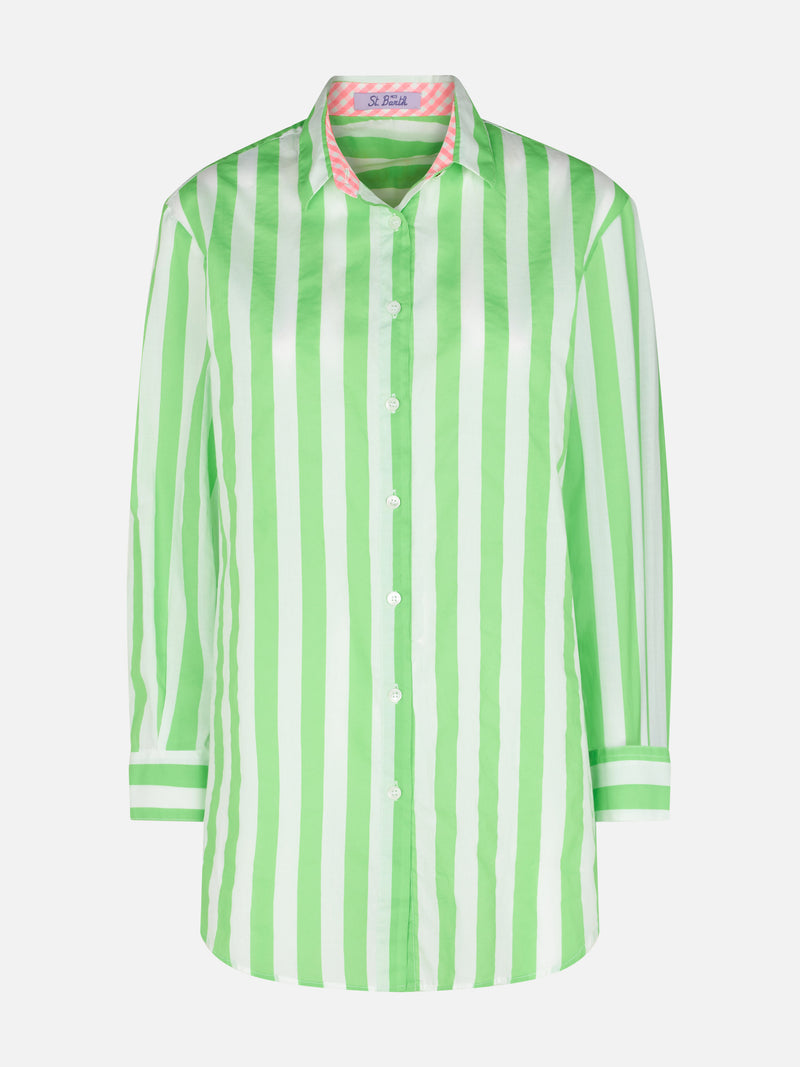 Striped cotton shirt Portami al mare embroidery