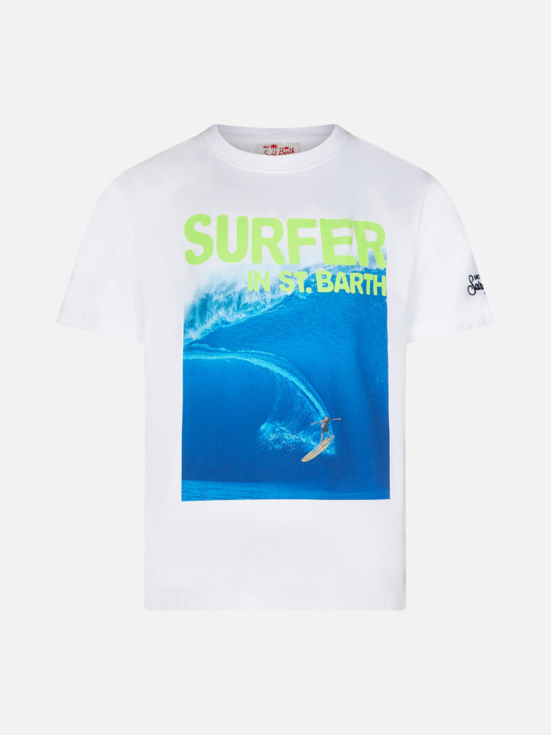 Baumwoll-T-Shirt für Jungen mit „Surfer in St. Barth“-Aufdruck