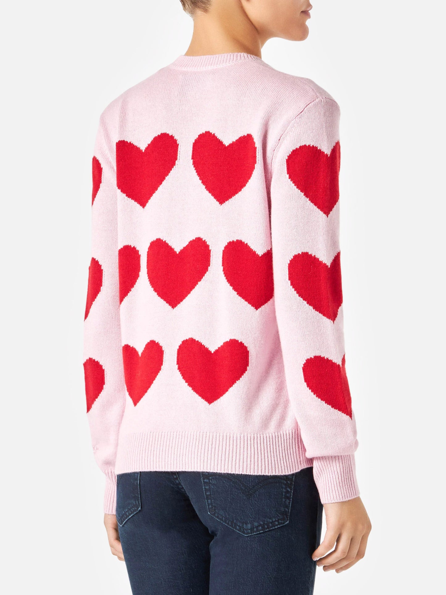 Maglione da donna con stampa cuori