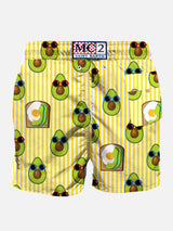 Mid-length swim shorts avocado toast striped print