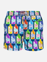 Herren-Badeshorts aus leichtem Stoff mit Gin-Print