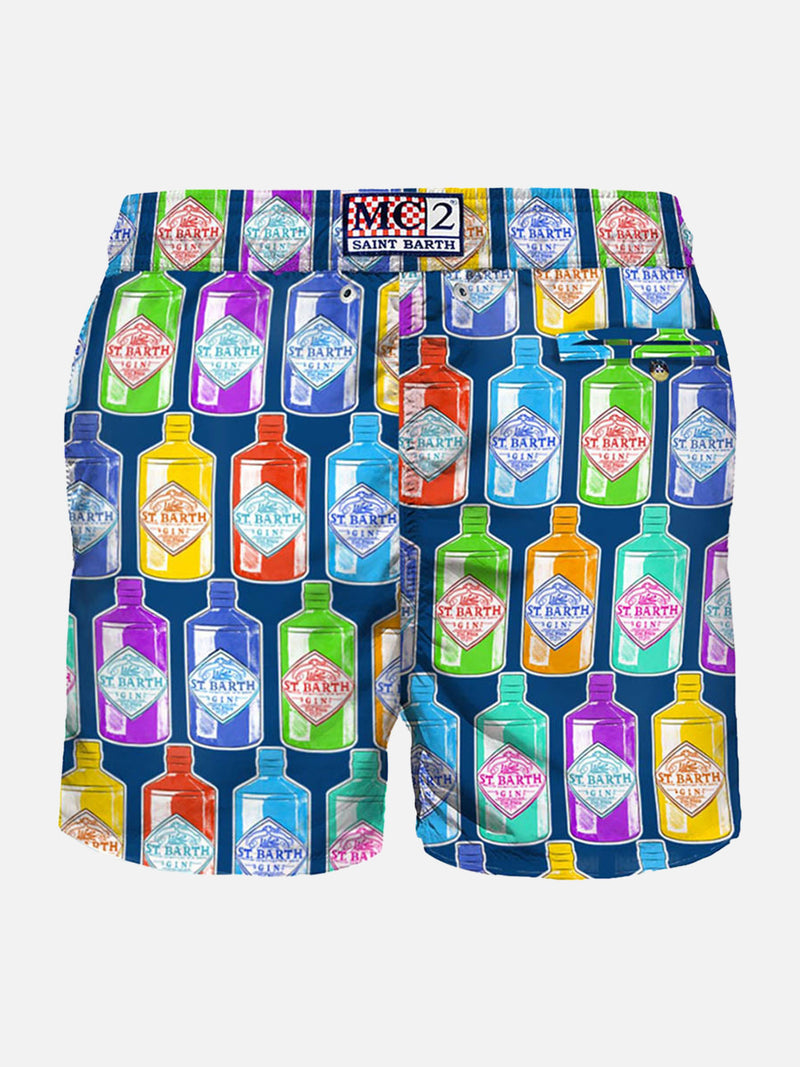 Herren-Badeshorts aus leichtem Stoff mit Gin-Print